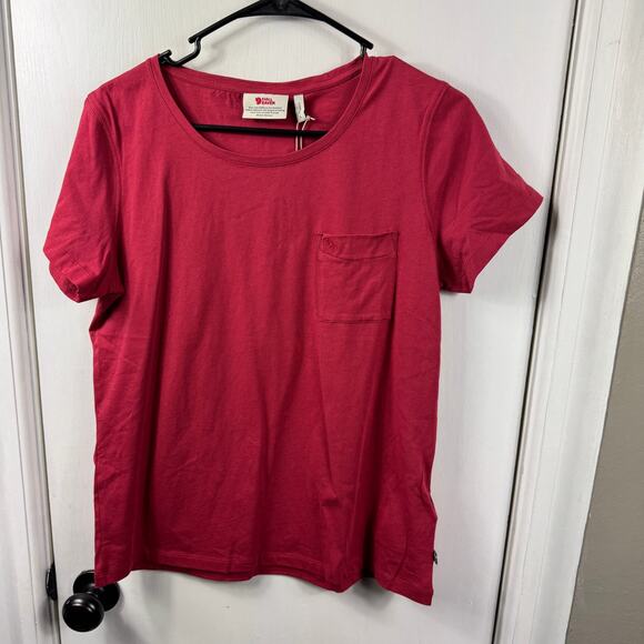 Fjällräven Övik Women’s T-Shirt Raspberry Red Size L — 100% Organic Cotton NWT - Picture 2 of 9